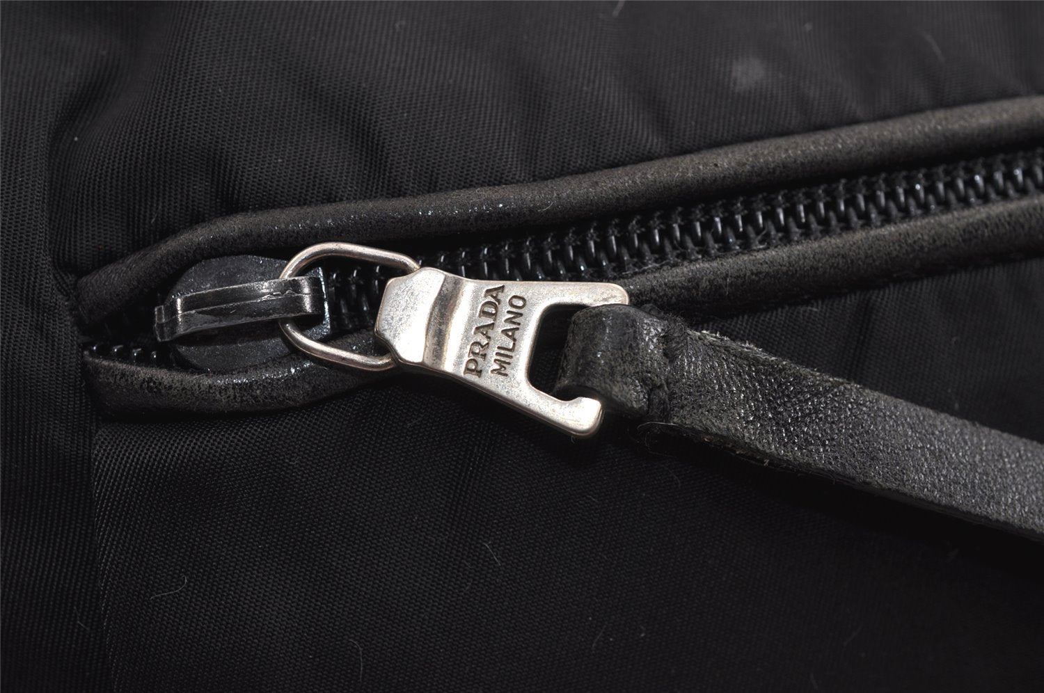 Authentic PRADA Tessuto Tec Nylon Leather Shoulder Bag Purse B9714 Black 4935J