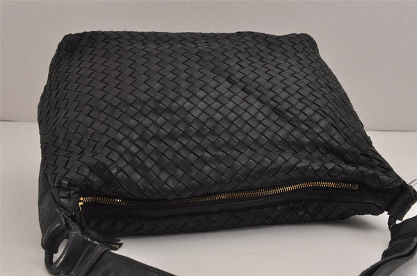 Authentic BOTTEGA VENETA Intrecciato Leather Shoulder Tote Bag Black 4937J