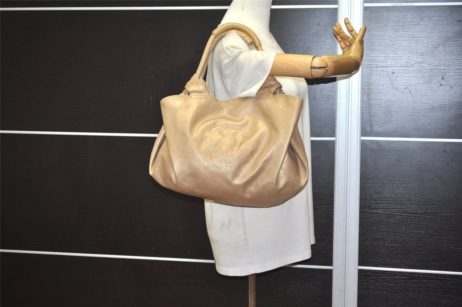 Authentic LOEWE Vintage Nappa Aire Shoulder Hand Bag Purse Leather Beige 4938J