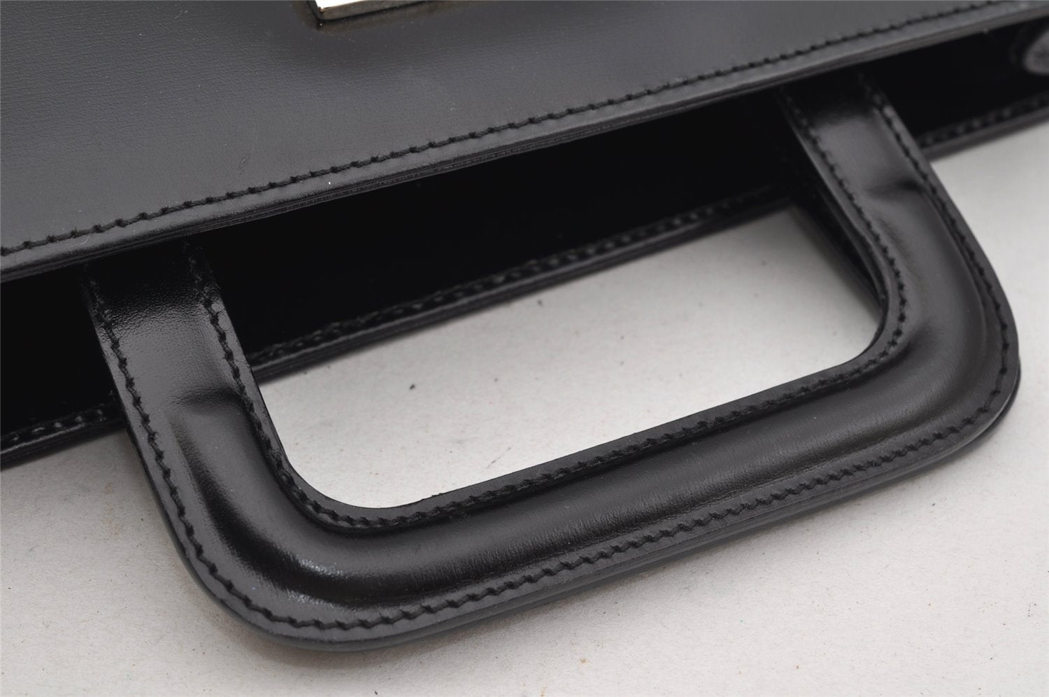 Authentic GUCCI Vintage 2 in 1 Hand Bag Vinyl Leather Clear Black Junk 4940J