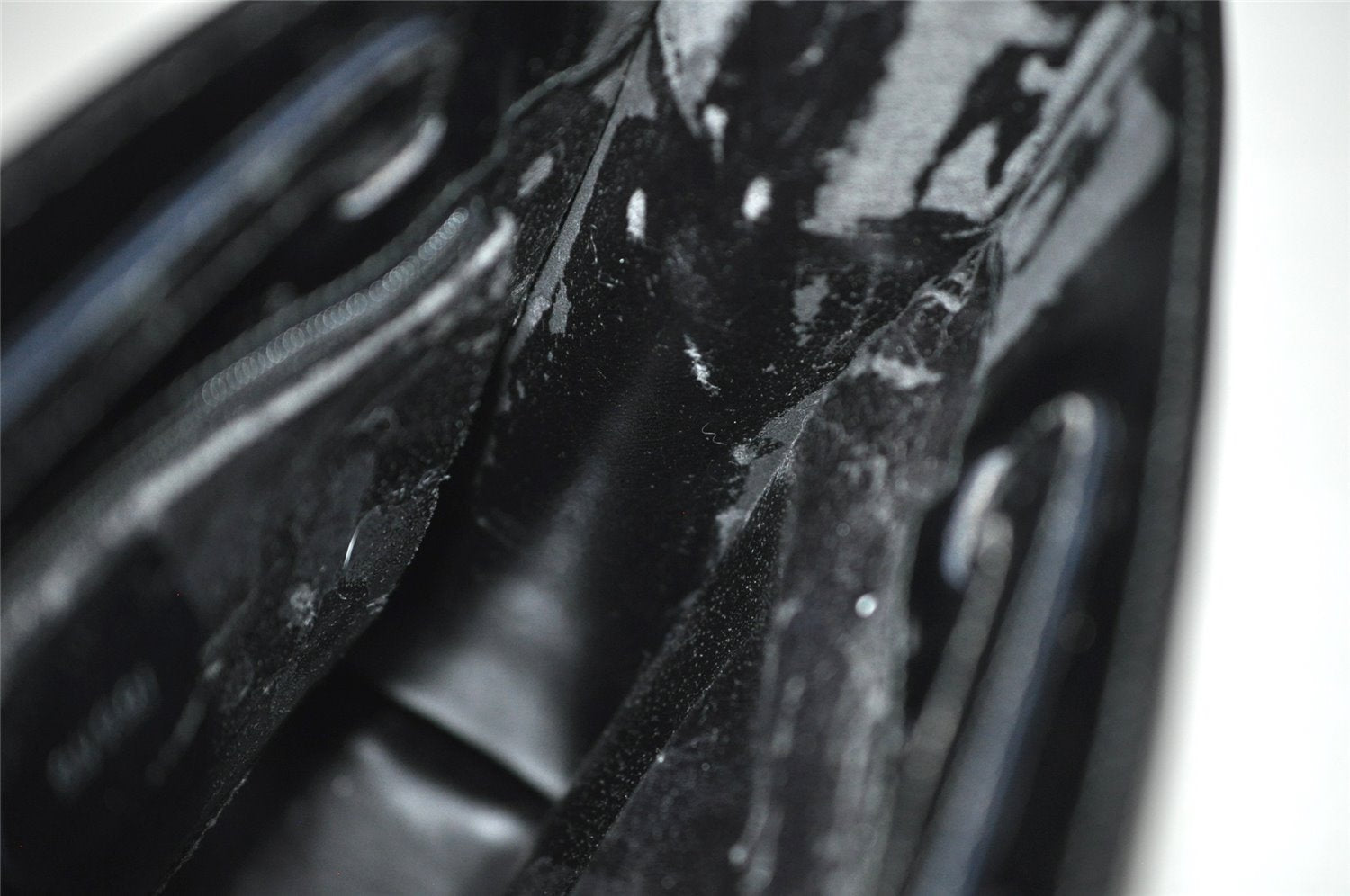 Authentic GUCCI Vintage 2 in 1 Hand Bag Vinyl Leather Clear Black Junk 4940J