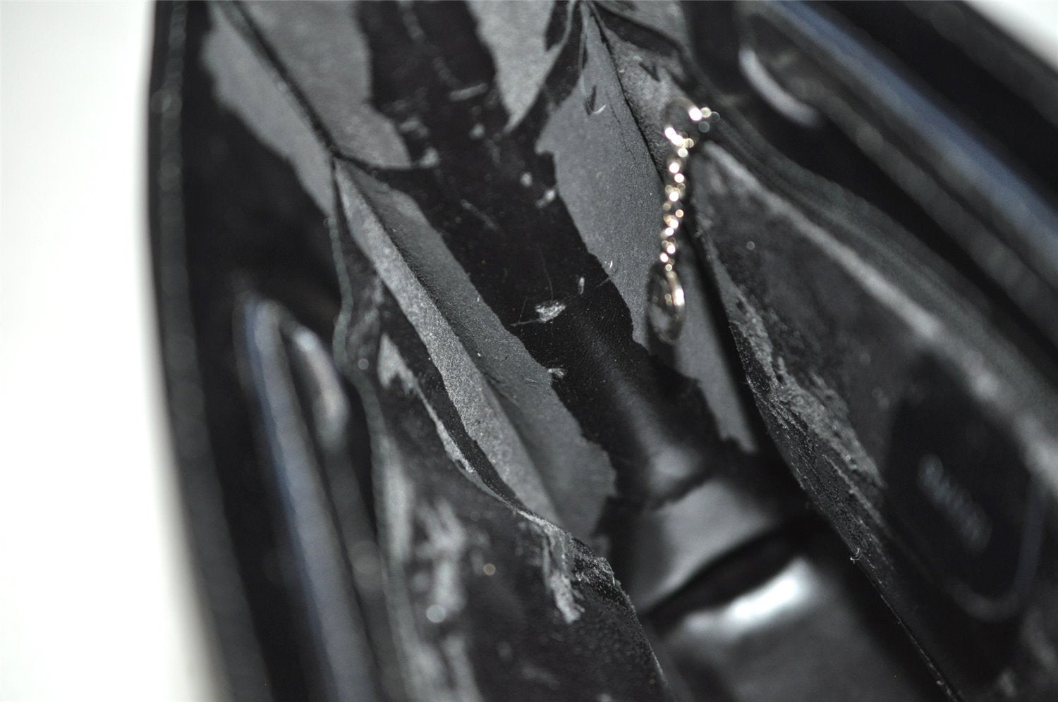 Authentic GUCCI Vintage 2 in 1 Hand Bag Vinyl Leather Clear Black Junk 4940J