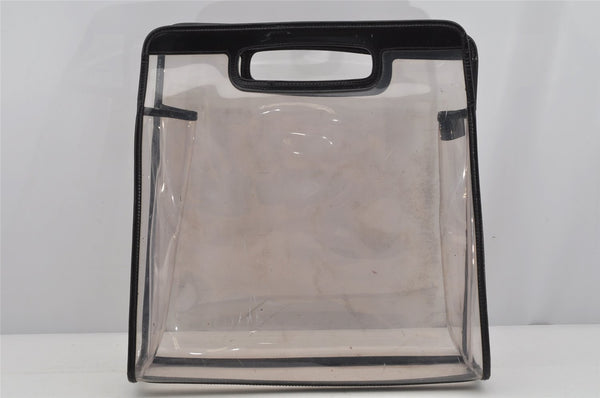 Authentic GUCCI Vintage 2 in 1 Hand Bag Vinyl Leather Clear Black Junk 4940J