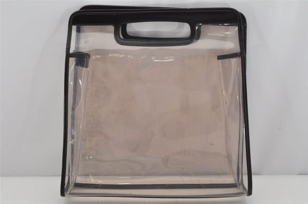 Authentic GUCCI Vintage 2 in 1 Hand Bag Vinyl Leather Clear Black Junk 4940J