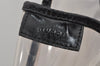 Authentic GUCCI Vintage 2 in 1 Hand Bag Vinyl Leather Clear Black Junk 4940J