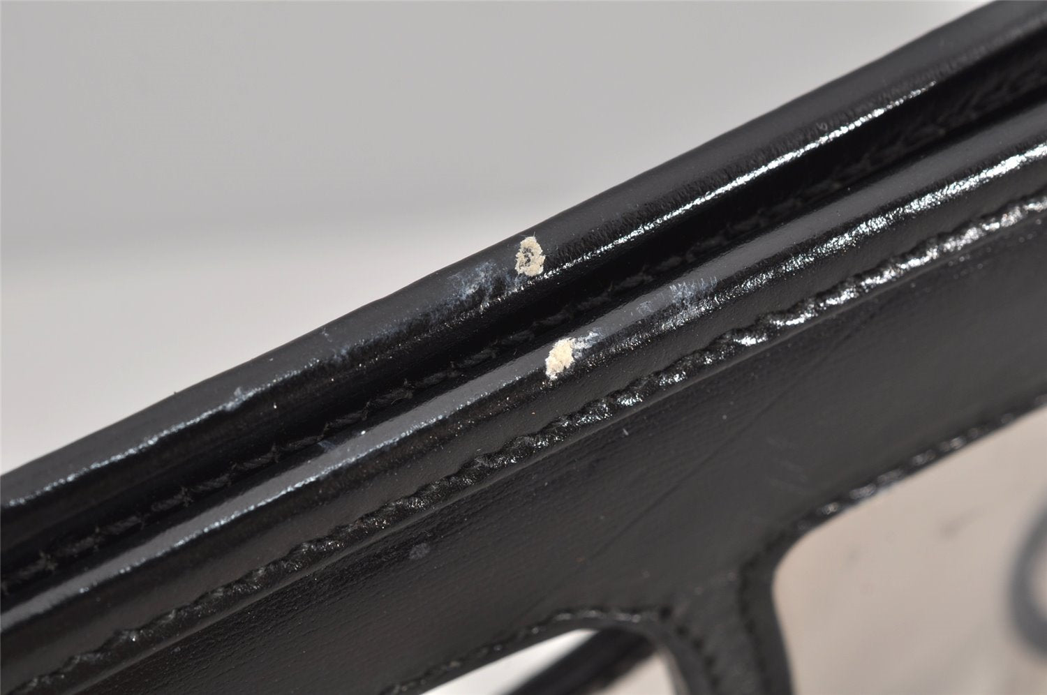 Authentic GUCCI Vintage 2 in 1 Hand Bag Vinyl Leather Clear Black Junk 4940J