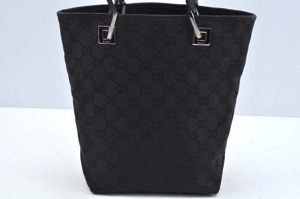Authentic GUCCI Shoulder Hand Tote Bag GG Canvas Leather 31244 Black 4941J