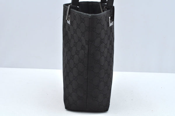 Authentic GUCCI Shoulder Hand Tote Bag GG Canvas Leather 31244 Black 4941J