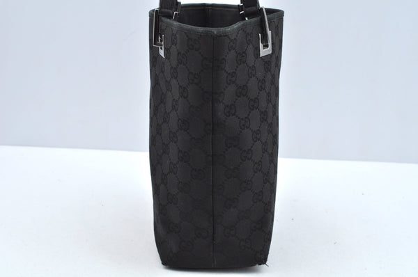 Authentic GUCCI Shoulder Hand Tote Bag GG Canvas Leather 31244 Black 4941J