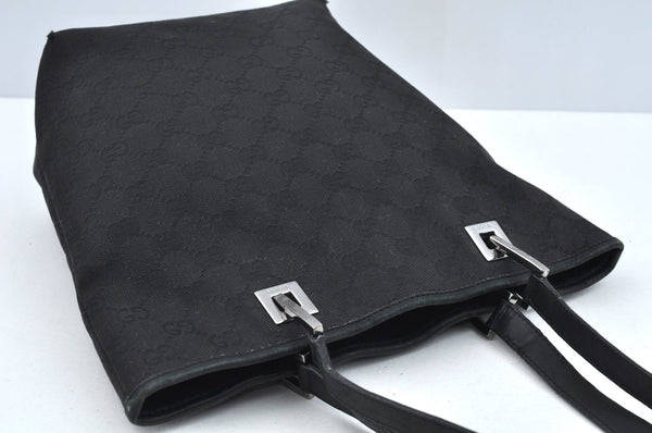Authentic GUCCI Shoulder Hand Tote Bag GG Canvas Leather 31244 Black 4941J