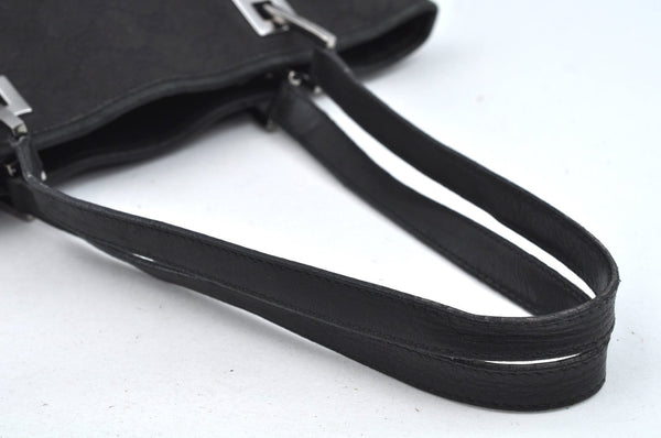 Authentic GUCCI Shoulder Hand Tote Bag GG Canvas Leather 31244 Black 4941J