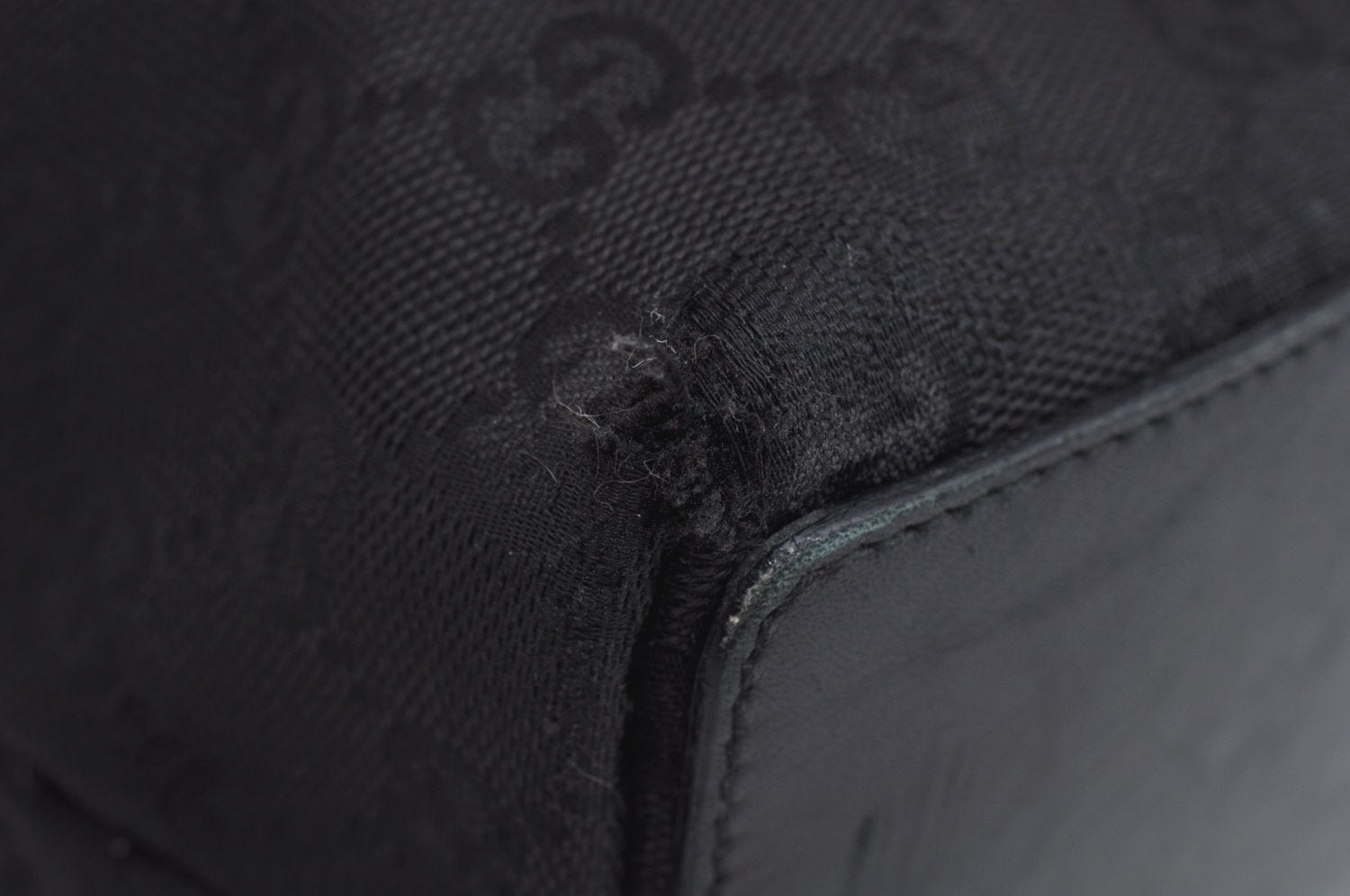 Authentic GUCCI Shoulder Hand Tote Bag GG Canvas Leather 31244 Black 4941J