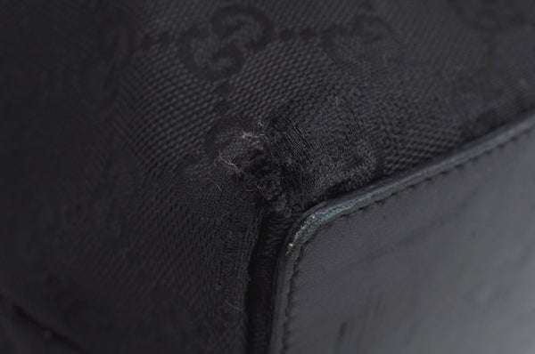 Authentic GUCCI Shoulder Hand Tote Bag GG Canvas Leather 31244 Black 4941J