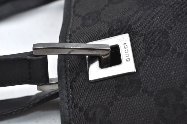 Authentic GUCCI Shoulder Hand Tote Bag GG Canvas Leather 31244 Black 4941J