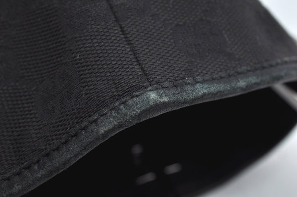 Authentic GUCCI Shoulder Hand Tote Bag GG Canvas Leather 31244 Black 4941J