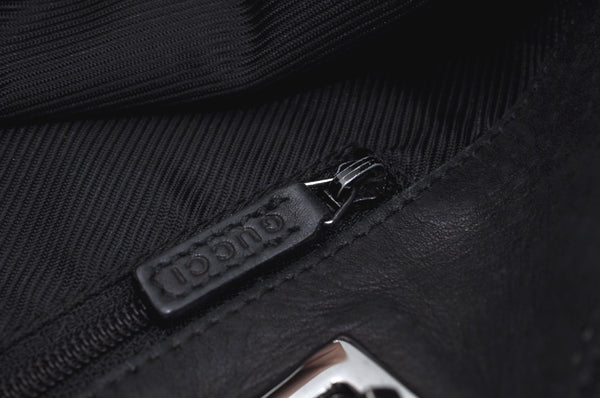 Authentic GUCCI Shoulder Hand Tote Bag GG Canvas Leather 31244 Black 4941J