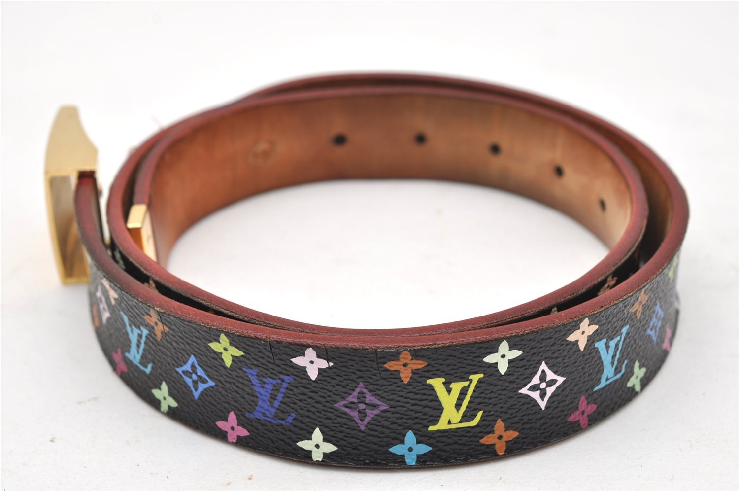 Louis Vuitton Monogram Multicolor Ceinture Carre Belt Black 31.5