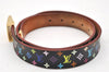 Louis Vuitton Monogram Multicolor Ceinture Carre Belt Black 31.5" M9271 LV 4941K