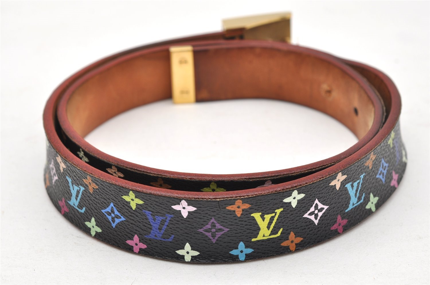 Louis Vuitton Monogram Multicolor Ceinture Carre Belt Black 31.5