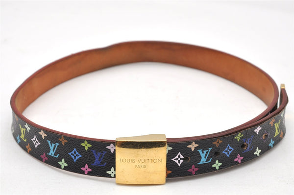 Louis Vuitton Monogram Multicolor Ceinture Carre Belt Black 31.5" M9271 LV 4941K