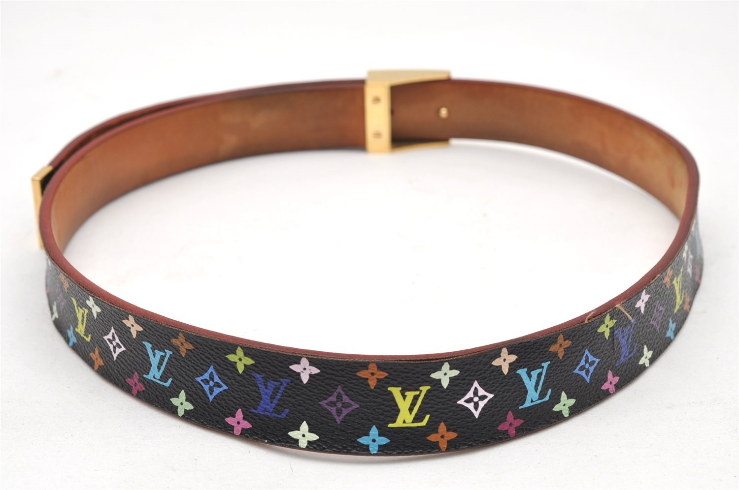 Louis Vuitton Monogram Multicolor Ceinture Carre Belt Black 31.5