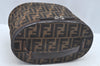 Authentic FENDI Zucca Vanity Hand Bag Pouch Canvas Leather Brown Junk 4942J