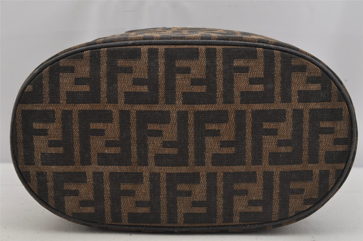 Authentic FENDI Zucca Vanity Hand Bag Pouch Canvas Leather Brown Junk 4942J