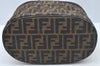 Authentic FENDI Zucca Vanity Hand Bag Pouch Canvas Leather Brown Junk 4942J