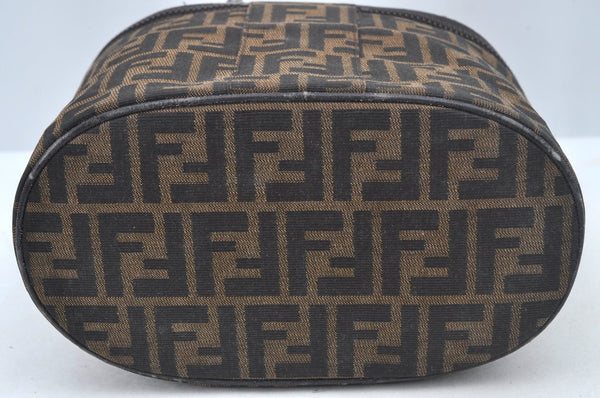 Authentic FENDI Zucca Vanity Hand Bag Pouch Canvas Leather Brown Junk 4942J