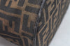 Authentic FENDI Zucca Vanity Hand Bag Pouch Canvas Leather Brown Junk 4942J