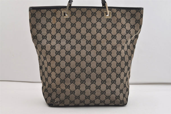 Authentic GUCCI Vintage Shoulder Tote Bag GG Canvas Leather 0021098 Black 4943J