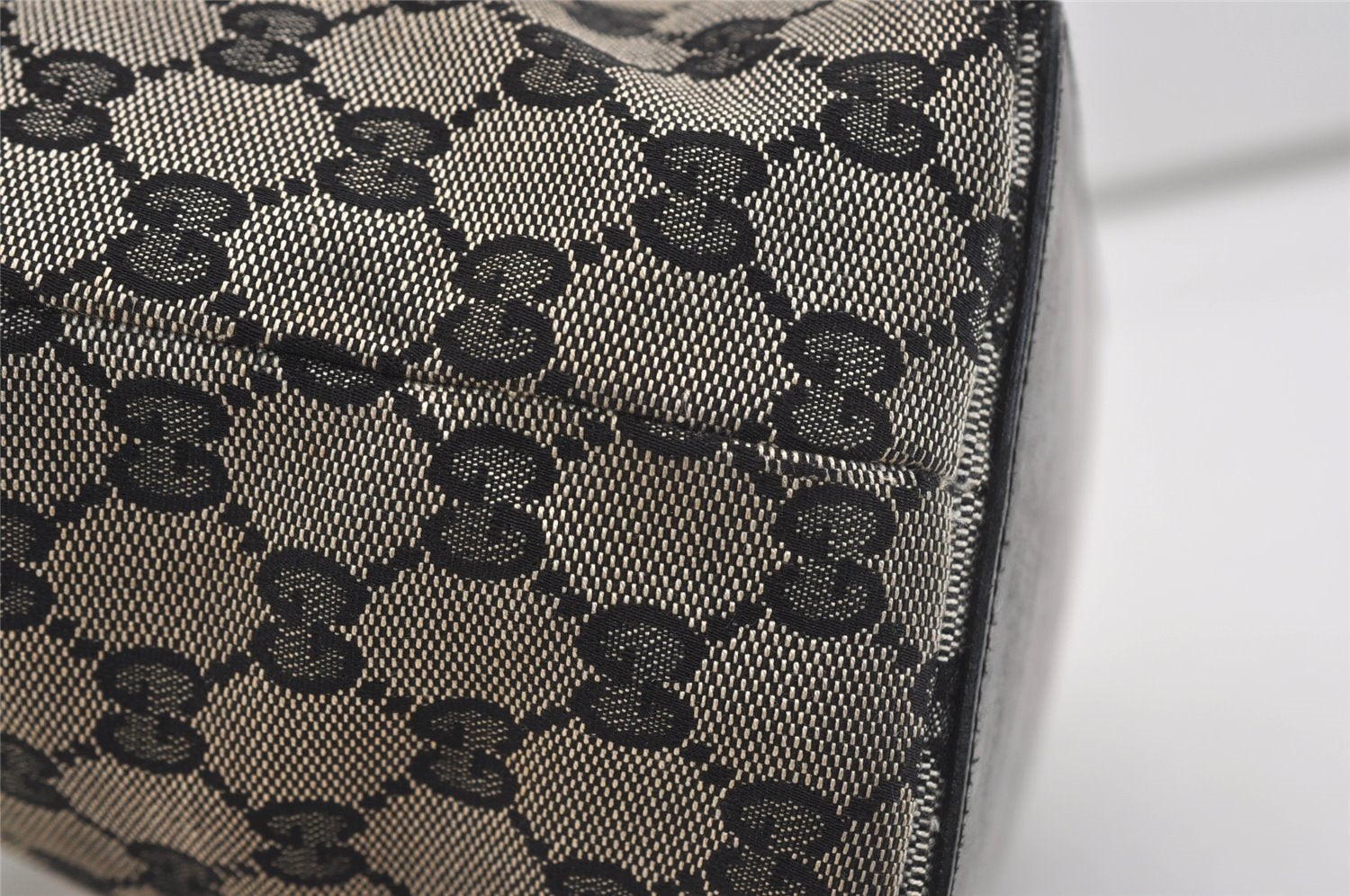 Authentic GUCCI Vintage Shoulder Tote Bag GG Canvas Leather 0021098 Black 4943J