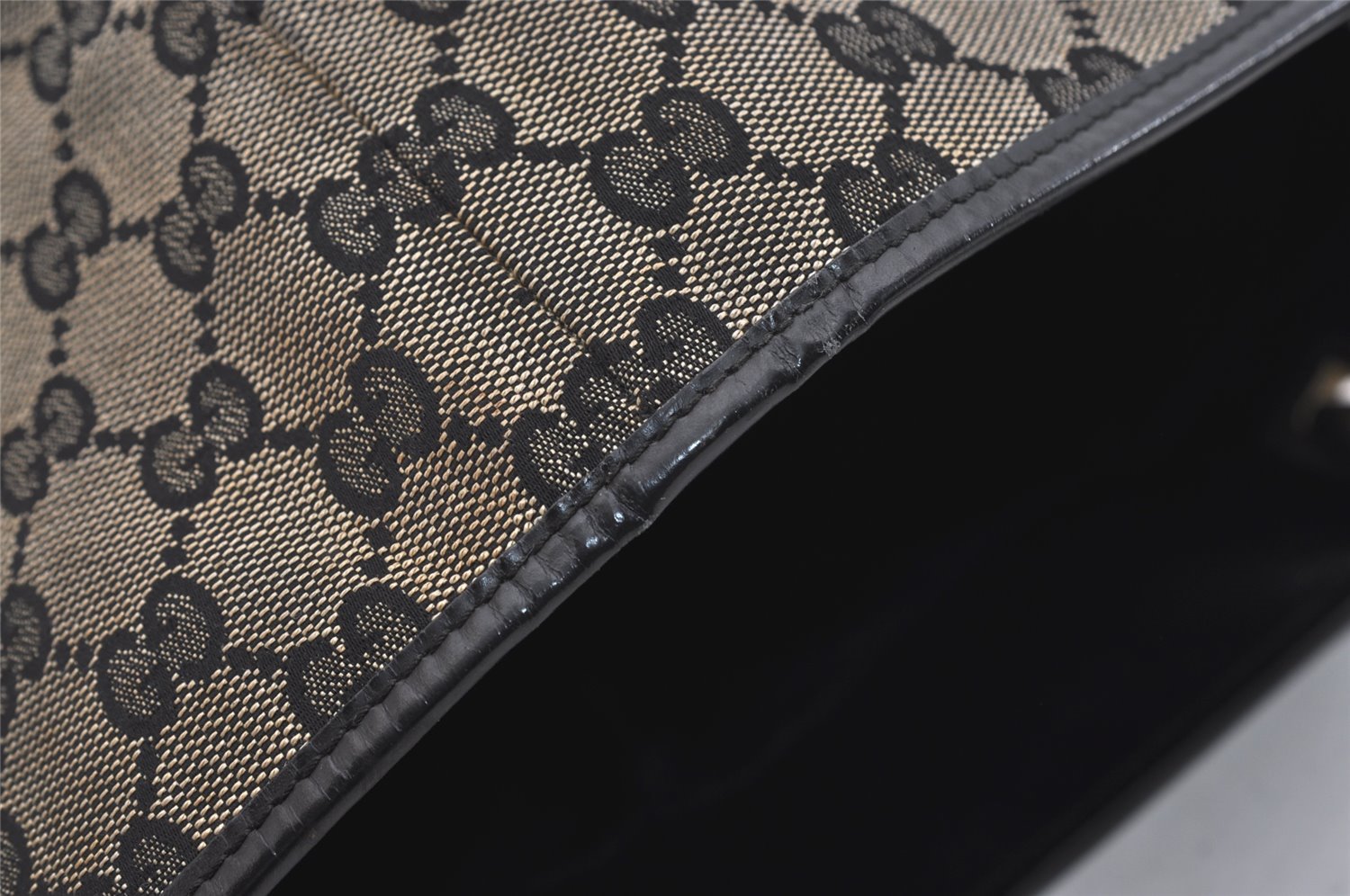 Authentic GUCCI Vintage Shoulder Tote Bag GG Canvas Leather 0021098 Black 4943J