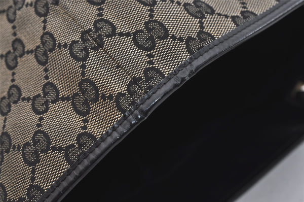 Authentic GUCCI Vintage Shoulder Tote Bag GG Canvas Leather 0021098 Black 4943J