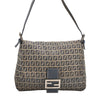 Authentic FENDI Zucchino Mamma Baguette Shoulder Bag Canvas Leather Navy 4944J