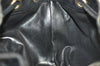 Authentic CHANEL Leather CC Logo Chain Shoulder Drawstring Bag Purse Navy 4945J