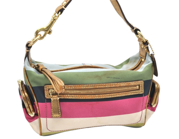 Authentic COACH Vintage Hand Bag Purse Satin Leather Multicolor 4945K