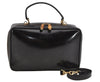 Authentic GUCCI Vintage Bamboo 2Way Shoulder Hand Bag Purse Enamel Black 4947J