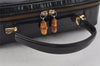 Authentic GUCCI Vintage Bamboo 2Way Shoulder Hand Bag Purse Enamel Black 4947J