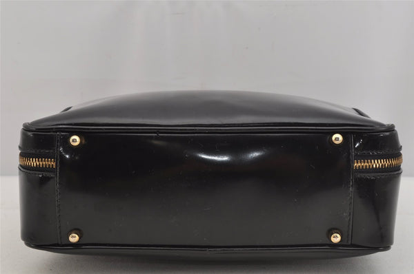 Authentic GUCCI Vintage Bamboo 2Way Shoulder Hand Bag Purse Enamel Black 4947J