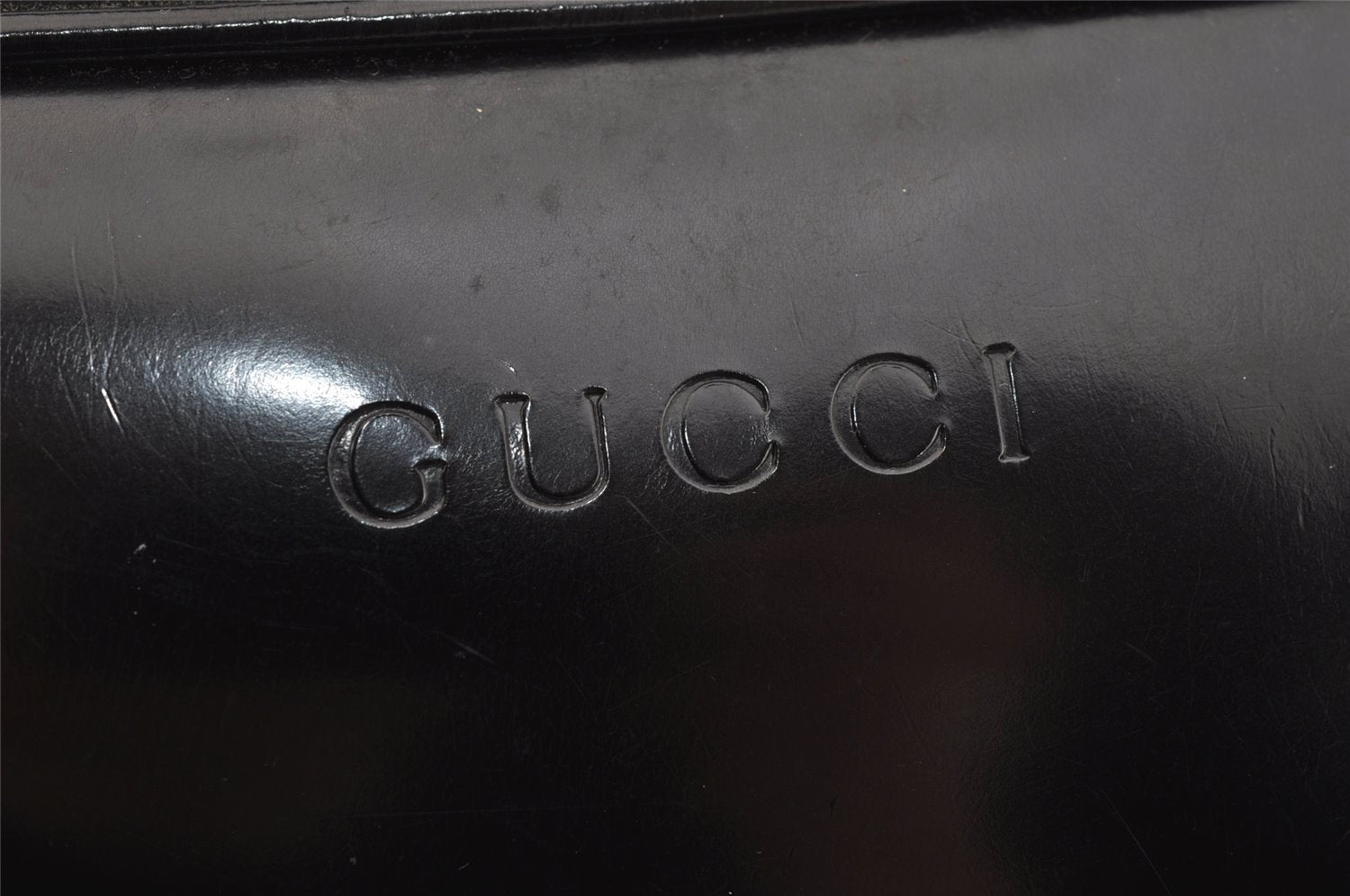 Authentic GUCCI Vintage Bamboo 2Way Shoulder Hand Bag Purse Enamel Black 4947J