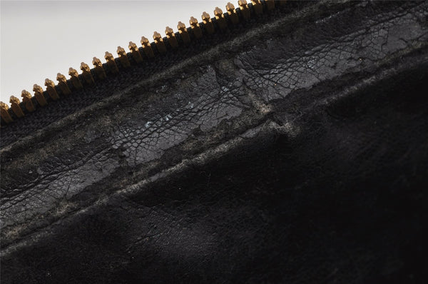 Authentic GUCCI Vintage Bamboo 2Way Shoulder Hand Bag Purse Enamel Black 4947J