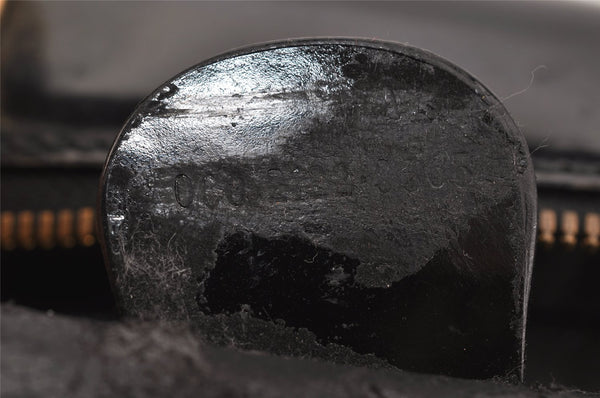 Authentic GUCCI Vintage Bamboo 2Way Shoulder Hand Bag Purse Enamel Black 4947J