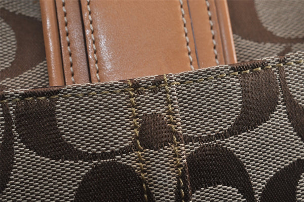Authentic COACH Signature Shoulder Hand Bag Canvas Leather 6824 Brown 4949J
