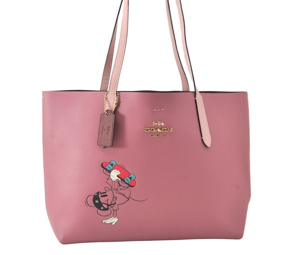 Authentic COACH Disney Avenue Carry All Tote Bag Leather 3739 Pink 4949K