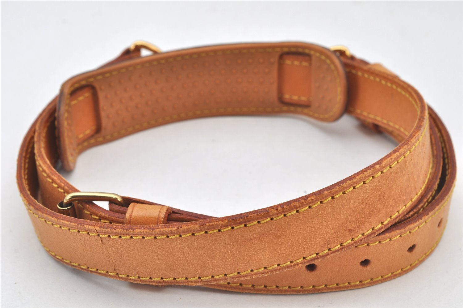 Authentic Louis Vuitton Leather Shoulder Strap Beige 40.4-47.6