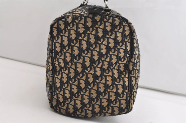 Authentic Christian Dior Trotter Hand Boston Bag Canvas Leather Blue 4951J