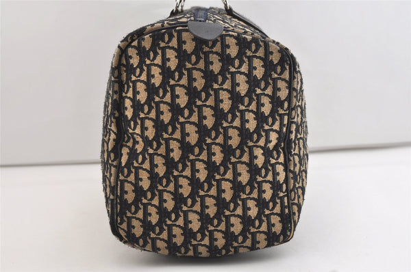 Authentic Christian Dior Trotter Hand Boston Bag Canvas Leather Blue 4951J