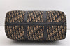 Authentic Christian Dior Trotter Hand Boston Bag Canvas Leather Blue 4951J