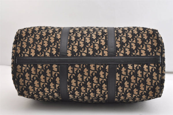 Authentic Christian Dior Trotter Hand Boston Bag Canvas Leather Blue 4951J